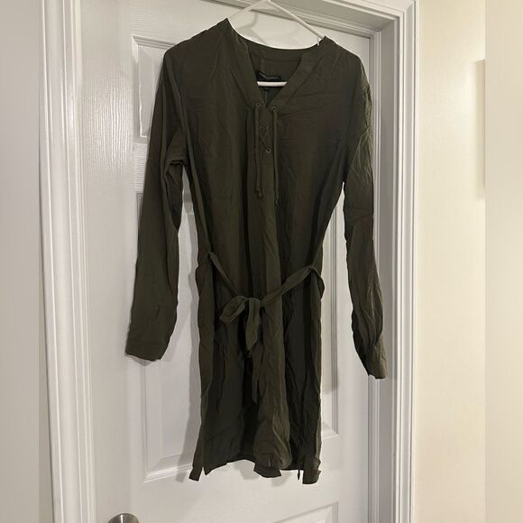 Banana Republic Olive Green Lace Up Mini Dress size 4 NWT - Picture 2 of 6